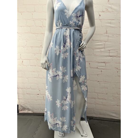 Simplee Women's Sexy Deep V Neck Backless Floral Print Split Maxi Party Dress L - Picture 6 of 12